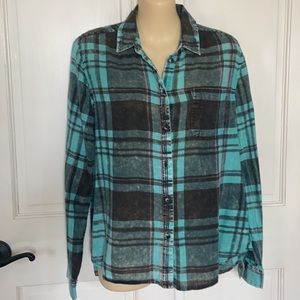 American Eagle Lightweight Cotton Plaid Shirt Sz S